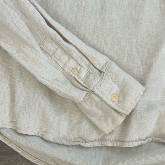 ZARA * Cotton/Linen Blend * Half Button Up * Tan * Long Sleeved Top * Size Small - Picture 4 of 6